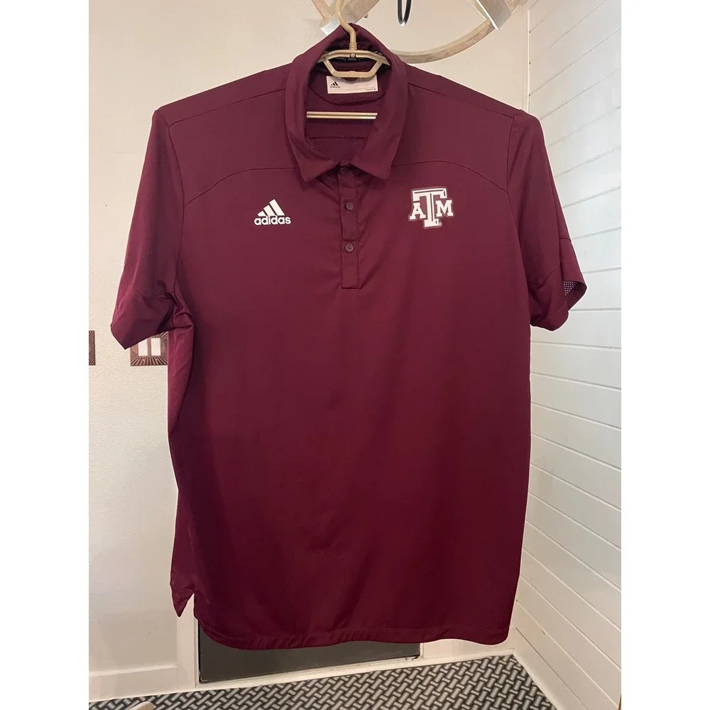 Adidas Texas A&M Aggies Mens Maroon Short Sleeve Performance Polo Shirt 3XL